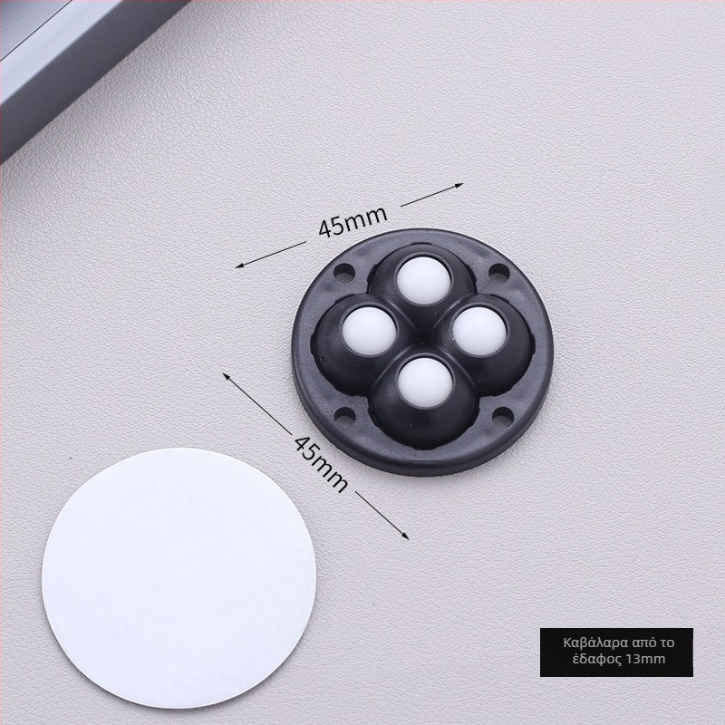 Κινούμενος τροχός επίπλων με αυτοκόλλητη τοποθέτηση — χωρίς τρύπες, 360° περιστροφή, παχύτερη βάση