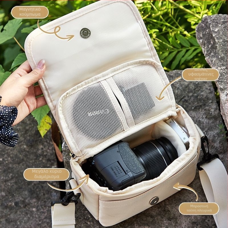 Τσαντάκι κάμερας από PU δέρμα για μηχανές χωρίς καθρέφτη, με ιμάντα ώμου, στυλ τσάντας, οικιακή αποθήκευση, άνοιξη 2025