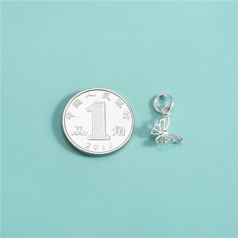 Μενταγιόν πεταλούδας από 925 ασήμι για DIY βραχιόλι – απλή ασημένια επιφάνεια με κρύσταλλα και μαργαριάρια