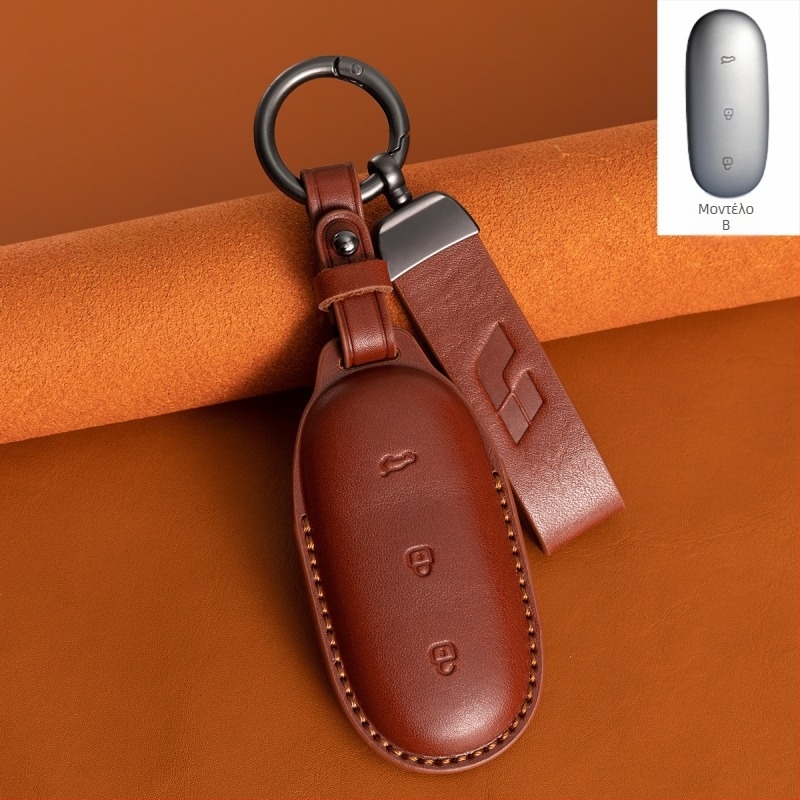 Θήκη Κλειδιού Αυτοκινήτου για Ideal L9/L8/L7/L6 — Dillon, δερμάτινη θήκη κλειδιού υψηλής ποιότητας από βοοειδή δέρμα, χωρίς παραμετροποίηση