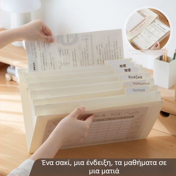 Διαφανής αναδιπλούμενη τσάντα αρχείων για φοιτητές, PP υλικό, τσάντα με κορδάνι