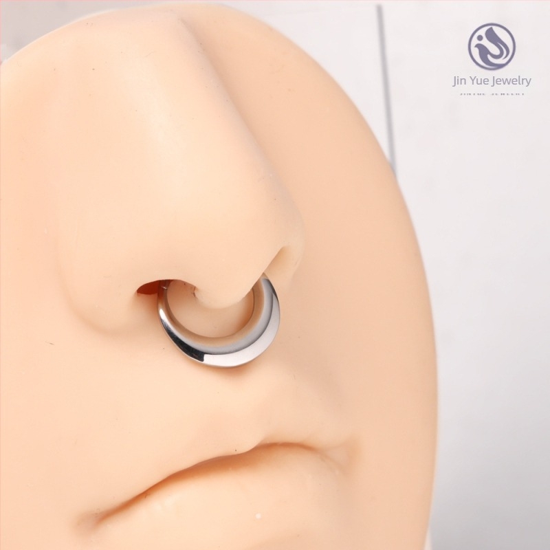 Ρινικό δαχτυλίδι – κράμα τιτάνιο, ελλειπτικού σχήματος, χαραγμένο, Unisex, κλειστό χωρίς ραφές δαχτυλίδι