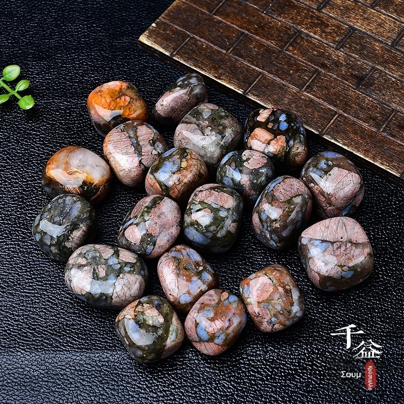 Διακοσμητικός κρύσταλλος κυλιόμενος λίθος, υλικό: blue flash stone, μοντέρνο μινιμαλιστικό στυλ, συσκευασμένο σε PP σακούλες