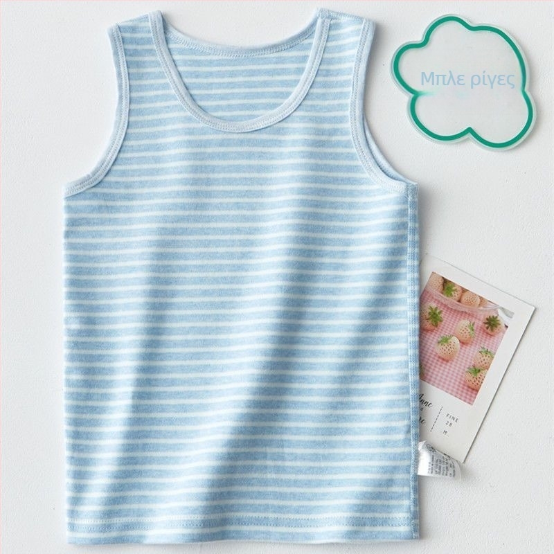 Παιδικό αμάνικο γιλέκο από βαμβάκι πλεκτό με ρίγες, 80% βαμβάκι, Άνοιξη-Καλοκαίρι, unisex