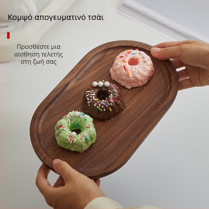 Οβάλ ξύλινος δίσκος ιαπωνικού στυλ, μασίφ ξύλο, μοντέρνος μινιμαλισμός, επιφάνεια με χειρόγραφη υφή, εκτυπωμένο λογότυπο, προσαρμόσιμο