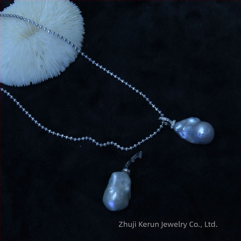 Κολιέ με μαργαριάρια γλυκού νερού Μπαρόκ, ειδικής μορφής, 925 ασήμι