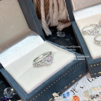 Δαχτυλίδι για γυναίκες από 925 ασήμι, γεωμετρικός σχεδιασμός, ζιρκόν σε επένδυση, στυλ Old Money