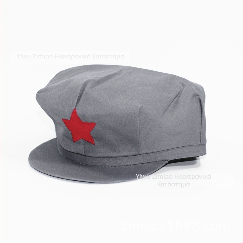 Στρατιωτικό φλατ καπέλο με γεωμετρικό σχέδιο και έμβλημα αστέρα, τελείωμα tie-dye