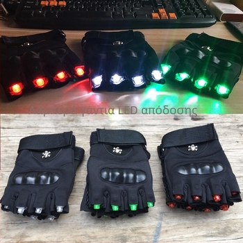 LED γάντια χωρίς δάχτυλα για υπαίθρια αθλήματα – αναπνεύσιμο πλέξιμο, unisex ενήλικες, σχέδιο με μισό δάχτυλο