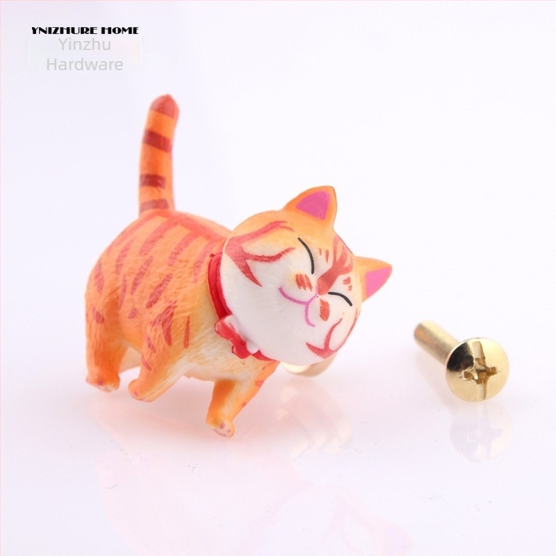 Λαβή περιστρεφόμενη για ντουλάπα και συρτάρι σε σχήμα γάτας – PVC + ορείχαλκος, μοντέλο 3669, YNIZHURE, μοντέρνος μινιμαλισμός, ελαφρύς πολυτελής σχεδιασμός