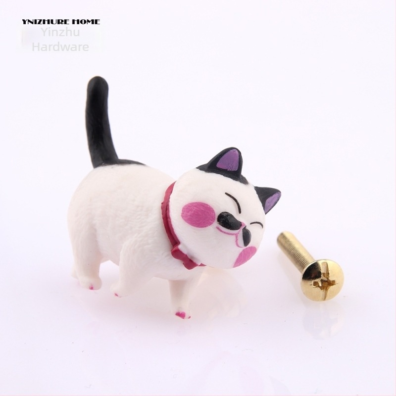 Λαβή περιστρεφόμενη για ντουλάπα και συρτάρι σε σχήμα γάτας – PVC + ορείχαλκος, μοντέλο 3669, YNIZHURE, μοντέρνος μινιμαλισμός, ελαφρύς πολυτελής σχεδιασμός