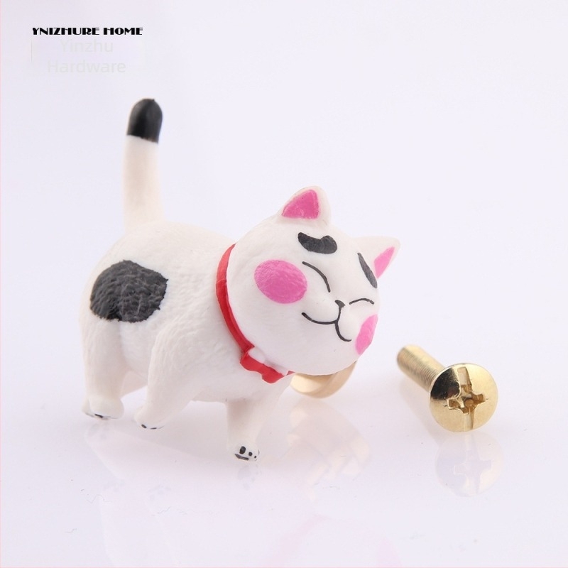 Λαβή περιστρεφόμενη για ντουλάπα και συρτάρι σε σχήμα γάτας – PVC + ορείχαλκος, μοντέλο 3669, YNIZHURE, μοντέρνος μινιμαλισμός, ελαφρύς πολυτελής σχεδιασμός
