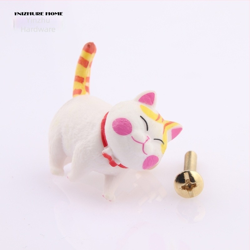 Λαβή περιστρεφόμενη για ντουλάπα και συρτάρι σε σχήμα γάτας – PVC + ορείχαλκος, μοντέλο 3669, YNIZHURE, μοντέρνος μινιμαλισμός, ελαφρύς πολυτελής σχεδιασμός