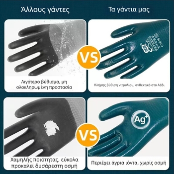 Γάντια εργασίας με επίστρωση νιτριλίου, ανθεκτικά στη φθορά, αδιάβροχα και ανθεκτικά στο λάδι, πλήρως καλυμμένα με καουτσούκ