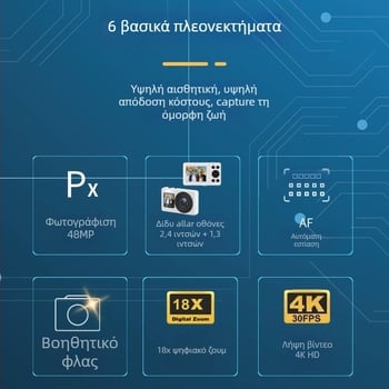 Φοιτητική διπλής οθόνης ψηφιακή κάμερα — 4K/30fps, οπτικό ζουμ 18x, αισθητήρας CMOS, αυτόματη εστίαση