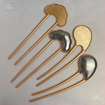 Hairpin σε σχήμα U με βάση patchwork από Song brocade — χειροποίητο αξεσουάρ για παιδιά, εθνοτικό στυλ