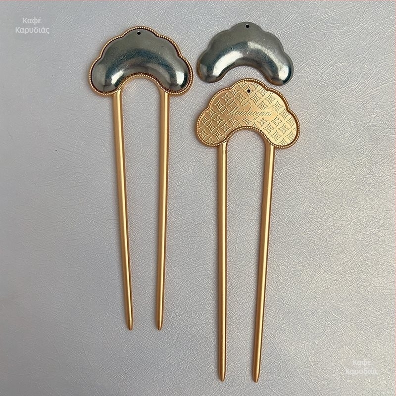 Hairpin σε σχήμα U με βάση patchwork από Song brocade — χειροποίητο αξεσουάρ για παιδιά, εθνοτικό στυλ