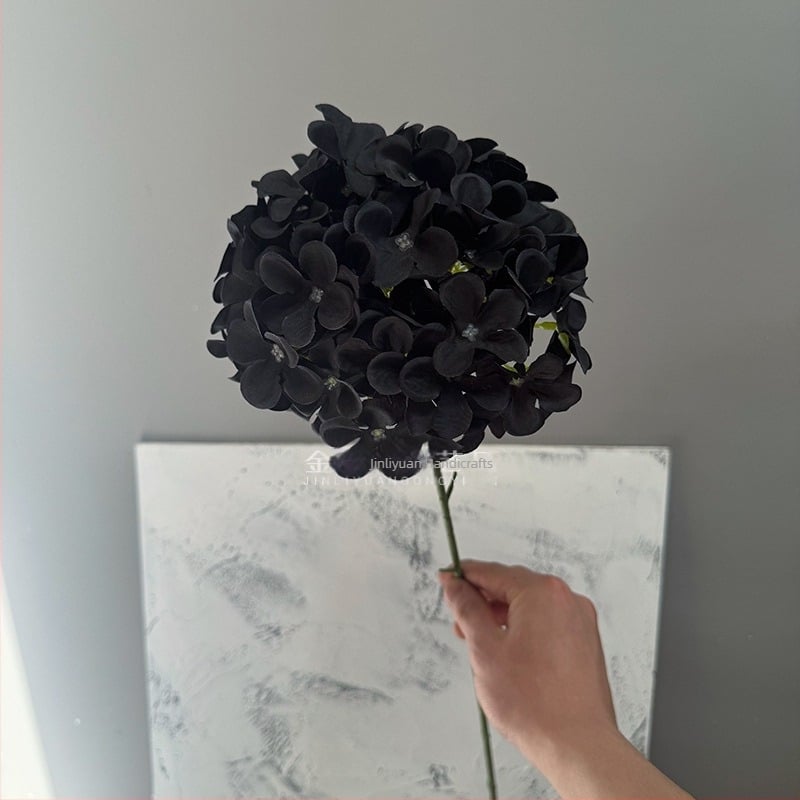 Τεχνητή hydrangea, διάταξη ενός κλαδιού τύπου λολιπο, μεταξωτά άνθη, ανάγλυφος σχεδιασμός