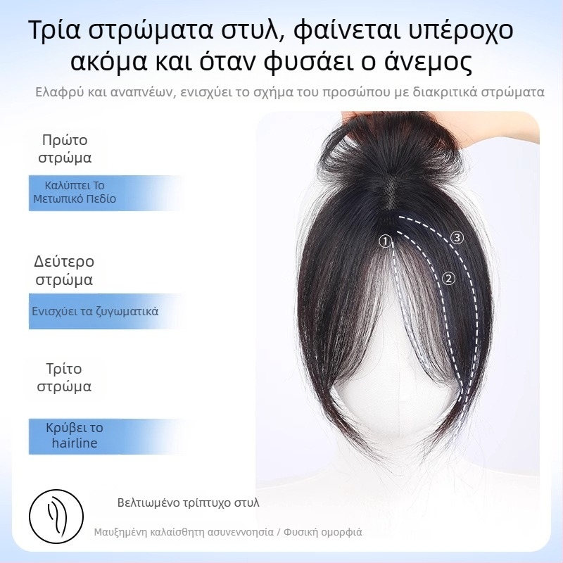 Τμήμα περούκας για την μπροστινή γραμμή μαλλιών, φυσική ανθρώπινη τρίχα, χειροποίητη υφαντή, μοντέλο 877, κατάλληλο για βαφή και περμάρισμα