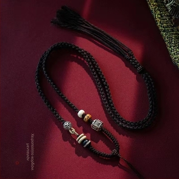 Κολιέ από χειροποίητο βαμβακερό σκοινί με Θιβετιανό Θάνκα κρεμαστό, εθνοτικό στυλ, προέλευση Lianyungang