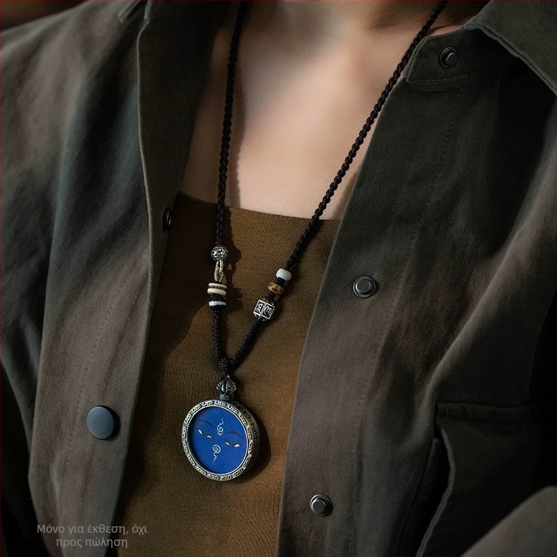 Κολιέ από χειροποίητο βαμβακερό σκοινί με Θιβετιανό Θάνκα κρεμαστό, εθνοτικό στυλ, προέλευση Lianyungang