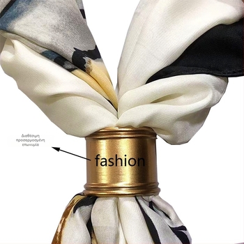 Κούμπωμα για μεταξωτό φουλάρι, κυλινδρικό σχήμα, κράμα ψευδάργύρου, ηλεκτροπλατίωση, ενθέσιο με χρυσό, απλό γυναικείο στυλ