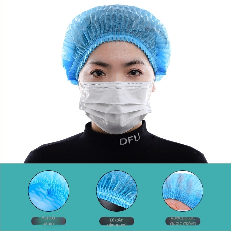 Κάλυμμα μαλλιών μίας χρήσης από μη υφαντό ύφασμα, τύπου Strip Cap, χαλαρή εφαρμογή, διπλής ραφής κατασκευή, προστασία από σκόνη και απώλεια τριχών