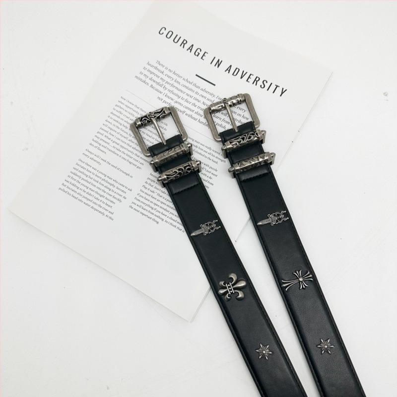 Ζώνη PU δέρματος με αγκράβα από κράμα και κούμπωμα με ακίδα, vintage διακόσμηση denim, Καλοκαίρι 2024