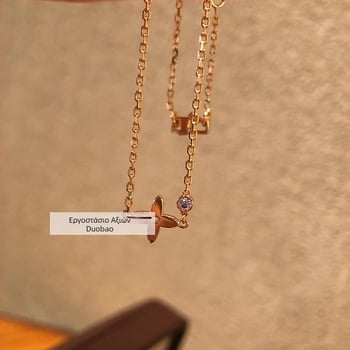 Κολιέ με επίχρυσο φινίρισμα, Ίνστα στυλ, ζιρκόν ενθέτα, ηλεκτροπλατίωση, αλυσίδα τετράκορφης αστέρας