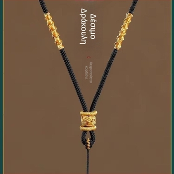 Κολιέ από σκοινί με νεφρίτης κρεμαστό, ρυθμιζόμενο υφαντό κορδόνι, unisex αξεσουάρ, κωδικός A36044, προϊόν 365649