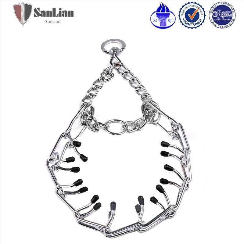 Triple κολάρο εκπαίδευσης σκύλων με αλυσίδα από σίδηρο, ρυθμιζόμενο