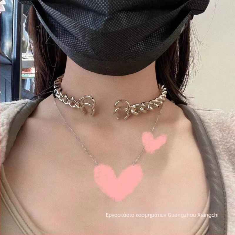 Ορείχαλκινο κολιέ με γεωμετρικό σχέδιο και κρεμαστό από ορείχαλκο, μήκος 41–50 cm, για γυναίκες