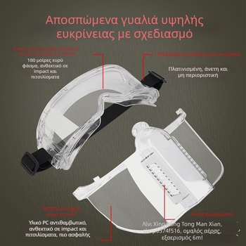 Διαιρεμένη μάσκα γυαλιών κατά της ομίχλης με αφαιρούμενο πλαίσιο — αντι-κρούσεις, διπλής χρήσης, PC φακός και PC πλαίσιο