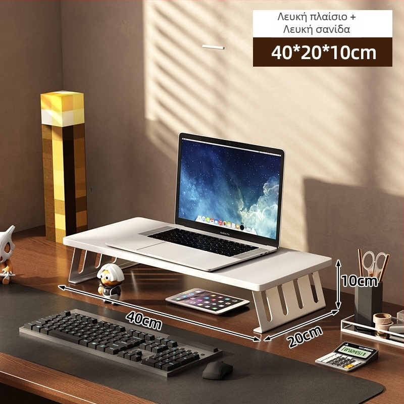 Στήριγμα οθόνης για επιφάνεια εργασίας με αποθήκευση, ξύλο/μπαμπού, 1 επίπεδο, πολυλειτουργικό