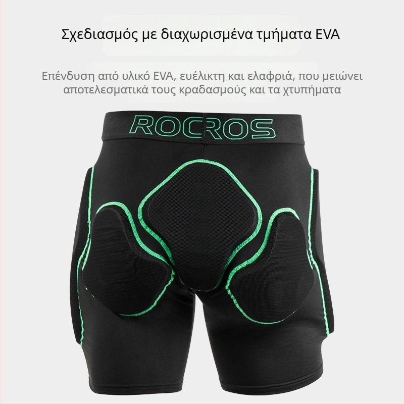 Unisex προστατευτικά σορτς ισχίου για σκι - (Nylon Brush Lycra ύφασμα; επένδυση Nylon mesh; 10 mm αφρός υψηλής πυκνότητας; για χιονοδρομικά αθλήματα)