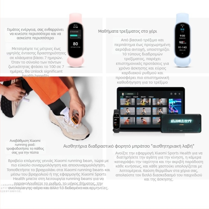 Xiaomi Mi Band 9 NFC υψηλής ακρίβειας fitness tracker με παρακολούθηση καρδιακού ρυθμού, οξυγόνου στο αίμα και ύπνου, αδιάβροχο έως 30 μέτρα