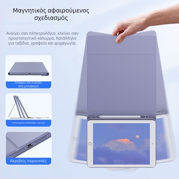 Θήκη με πληκτρολόγιο για iPad 10ης γενιάς, Bluetooth πληκτρολόγιο, μαγνητικά αποσπώμενο, ματ TPU