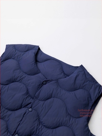 Ανδρικό γιλέκο με πούπουλα πάπιας, ελαφρύ και λεπτό, με στρογγυλό λαιμό, μονόδρομο κλείσιμο, εσωτερική επένδυση από νάιλον