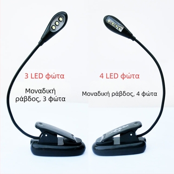 LED λαμπάκι ανάγνωσης με κλιπ, 8 LED, USB τροφοδοσία, μοντέλο 906
