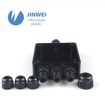 Jinwei JXH20A-W3 Εξωτερικό LED Αδιάβροχο Κουτί Διακλάδωσης IP68 PA66 PG9/PG13.5 1 είσοδος - 3 έξοδοι