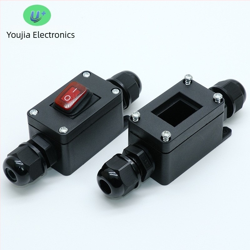 Διακόπτης inline τύπου βάρκας για εξωτερικό ηλεκτρικό κουτί — IP33, προστασία από πιτσιλίσματα και σκόνη, κάλυμμα από νάιλον φλογοανθεκτικό, στερέωση με βίδες, σειρά αδιάβροχων κουτιών