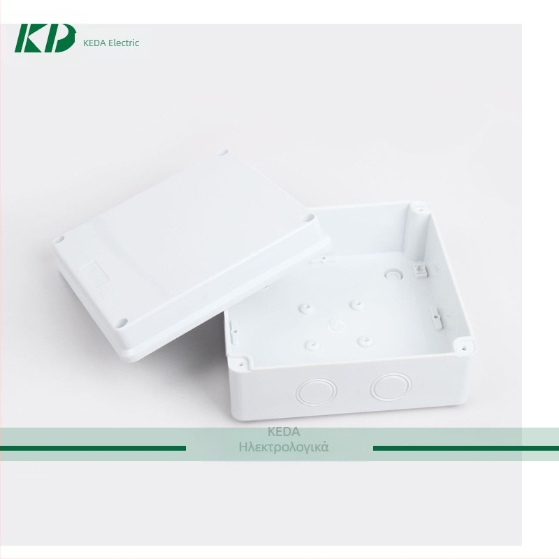 Κυκλική πλαστική θήκη σύνδεσης, στεγανοποιημένη έναντι βροχής και σκόνης, UV-ανθεκτική, με οπές knock-out για εξωτερική εγκατάσταση