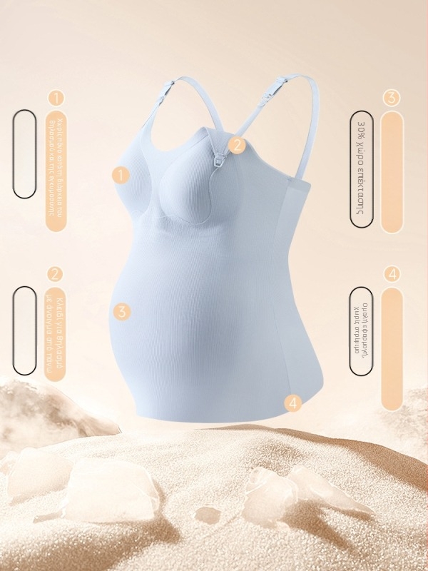 Τοπ γαλουχίας με τιράντες για μητρότητα και postpartum, ύφασμα νάιλον-πολυεστέρα, γεωμετρικό σχέδιο, υφή τσαλακωμένου, άνοιξη-καλοκαίρι 2025