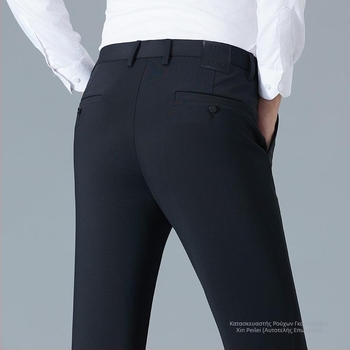 Επαγγελματικά ίσια παντελόνια για business casual, χωρίς σιδέρωμα, ανθεκτικά στις ζάρες, υψηλή ελαστικότητα, μεσαία μέση, φερμουάρ, πολλαπλές τσέπες