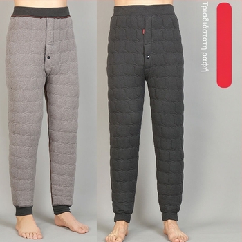 Ανδρικά χειμωνιάτικα θερμικά παντελόνια με επένδυση από μαλλί αρνιού, υψηλής μέσης, παχιά και εφαρμοστά