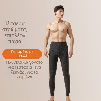Ανδρικά θερμικά παντελόνια με επένδυση φλις και γέμισμα πολυεστέρα, υψηλή μέση, ίσιο παντελόνι, χειμώνας 2025
