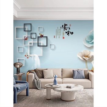 Αυτοκόλλητα τοίχου για σαλόνι με 3D χωρίς ραφές – μοντέρνο μινιμαλιστικό στυλ, μεταξωτό υλικό, ανθεκτικό σε λεκέδες