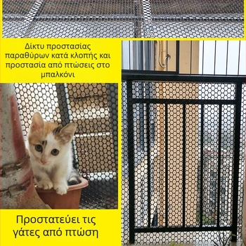 Δίκτυ προστασίας γάτας για παράθυρα και μπαλκόνι, πλαστικό προστατευτικό δίχτυ με προστασία από πτώσεις