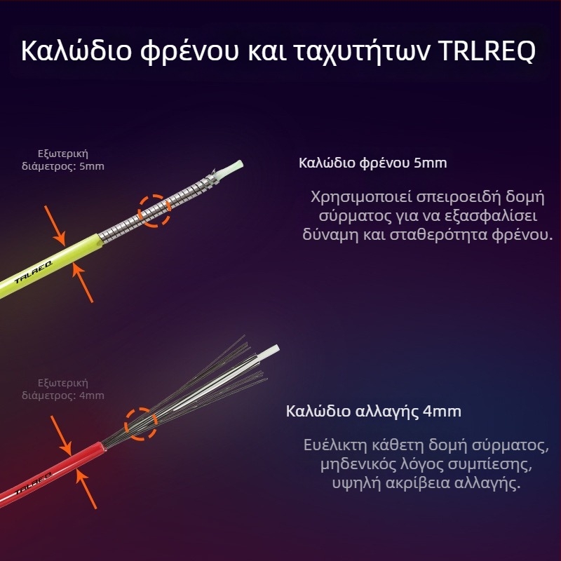 Σετ περιβλημάτων καλωδίων ποδηλάτου για μετάδοση ταχυτήτων και φρένο, 4 мм και 5 мм, σε έγχρωμη συσκευασία, σωληνάκι λίπανσης