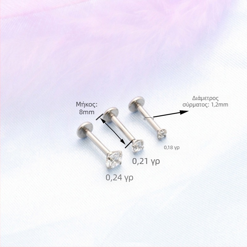 Ανοξείδωτα κοσμήματα piercing με ζιρκόνια — δαχτυλίδια χειλιών, ακίδες χειλιών, μπάρες λαβρέτ, σκουλαρίκια δαχτυλιδιού